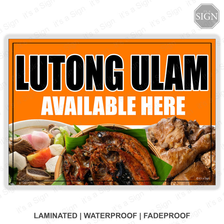 Lutong Ulam Fastfood Store Sign - Laminated Signage Label - A4 / A3 ...