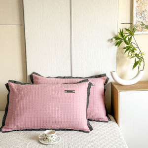 SUNLIGHT HOME ปลอกหมอนผ้าฝ้ายถักนิตติ้งมีซิป 2 ชิ้น1 คู่ปลอกหมอนลายสก๊อตเรียบง่าย ปลอกหมอนระบายอากาศ