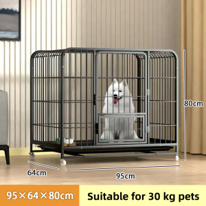 🐶Cage for dog dog house outdoor Dog Cage Heavy Duty Dog Crate Big Size Kennel Crate For Training Included Lockable Wheels Removable Tray Pet Cage Stainless Steel