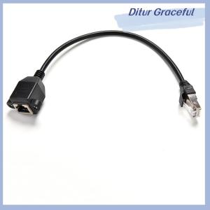 Ditur 1FT RJ45 Male to Female Screw Panel Mount Ethernet LAN Network Extension Cable