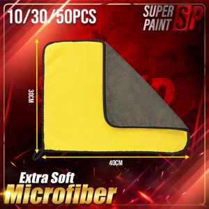 50pcs 30 x 60cm Microfiber Water Absorption Car Cleaning Towel Cloth Car Wash Kain Cuci Kereta 洗车布