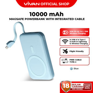 VIVAN Powerbank 10000 mAh VPB-W13 Wireless Magnetic Lightning Fast Charging 20W QC3.0 PD - Garansi Resmi