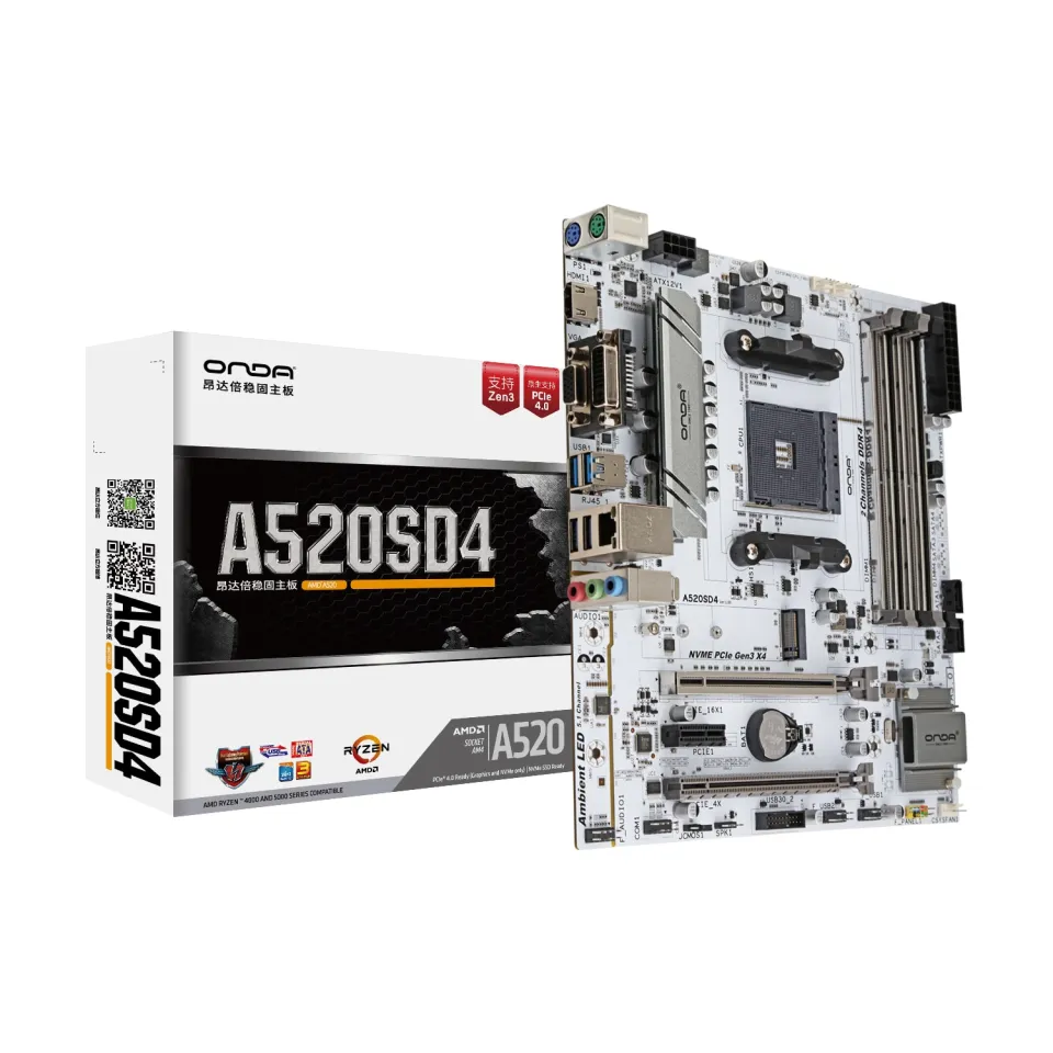 ONDA A520SD4-W Motherboard Support AM4 Ryzen R3 R5 R7 Processor