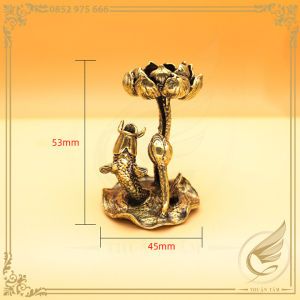 Decor Mini Tượng Đồng Nhỏ Trang Trí Đế Xông Trầm Cá Chép Đớp Hoa Sen Bằng Đồng Thau - Đồ Đồng Thuận Tâm