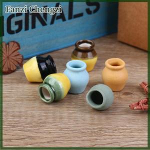 Fanzi 6Pcs 1:12 Dollhouse Miniature Porcelain Flower Vase Dolls House Accessories