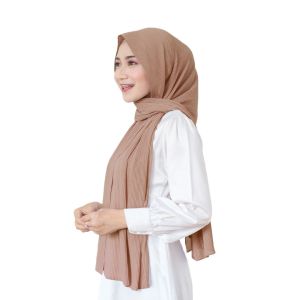 EL Zahrana Pashmina Plisket Full Tanpa Garis Tengah Model Lidi Ceruty Babydoll Premium Panjang 180cm