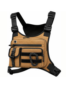 Tactical Chest Pack for Men and Women - Features adjustable shoulder straps multiple pockets perfect for running hiking sports and workouts secure storage compartments  Stylish black design  Durable zippered pockets