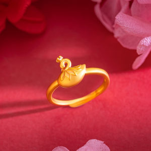 Nhẫn Vàng 916 Hình Thiên Nga Thanh Lịch Nhẫn Có Thể Điều Chỉnh Nhẫn Chống Phai Màu Phong Cách Đáng Yêu Cho Nữ