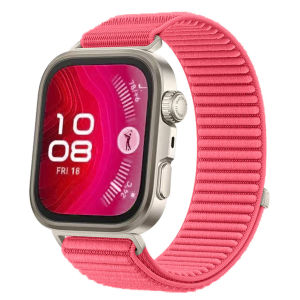 Nylon Loop Sport Strap Adjustable Woven Bracelet for Huawei Watch Fit 5 / 5 Pro / 4 / 4 Pro / Fit 3. Black Blue Pink.