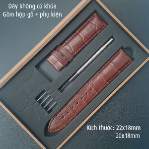 Dây đeo cho đồng hồ CITIZEN da bò dập vân cá sấu chống hút mồ hôi khoá bướm 2 nút bấm khắc logo theo yêu cầu - D1809