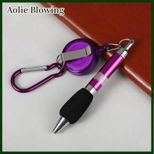 Aolie Buckle Ring Lanyard Stationery Retractable Key Chain Ballpoint Pen Neutral Pen Easy Pull Buckle Pen Writing Tools