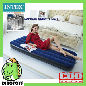 DINOTOYS INTEX 64756 Kasur Angin Dura Beam High Airbed Single Series Blue Ukuran 76x191x25cm Kasur Portable High Quality Maksimal 120kg Kami Jual Kolam Renang Anak Pelampung Bayi Anak Peralatan Bayi