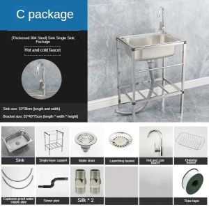 Kitchen Stainless Steel Sink Basin Kitchen Kitchen Nano Sink Basin Vegetable Washing Basin Simple Stainless Steel Sink Single Sink Double Slot Basin Customized Kitchen Basin 厨房水槽