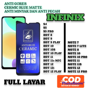 ANTI GORES KACA CERAMIC BLUE MATTE ANTI MINYAK INFINIX SMART 4 / SMART 5 / SMART 6 / HOT 8 / HOT 8 Lite / HOT 9 / HOT 9 PLAY / HOT 9 PRO / HOT 10 / HOT 10i / HOT 10 PLAY / HOT 1 TEMPERED CERAMIC BLUE MATTE ANTI PECAH FULL LAYAR / TG MATTE INFINIX