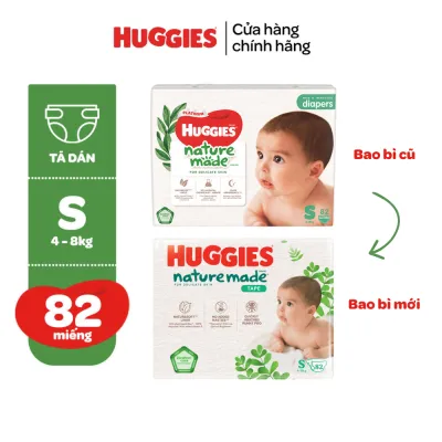 Tã/Bỉm dán Huggies NatureMade NB60/S82/M64/L54/XL44
