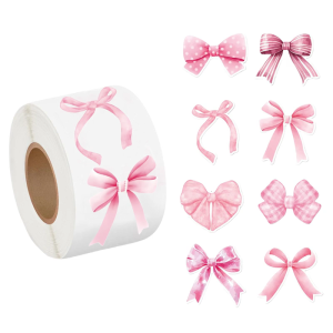 500 Pcs Scrapbooking Sticker Pink Bows Seal Sticker Decal Gift Box Sticker Decorative Sticker for Notebook Decoration