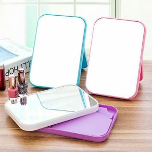 Gương trang điểm công chúa (14 x 20cm) một mặt để bàn có thể gấp gọn hình chữ nhật phong cách hàn quốc tiện lợi sang trọng