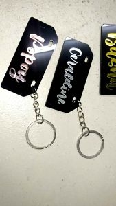 Customized Name mini Plate Keychain with free sticker Name