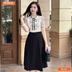[DUY NHẤT 25-29.10-VOUCHER 40K]Đầm thiết kế BEMINE cổ tròn viền bèo dáng chữ A phù hợp đi làm-B156