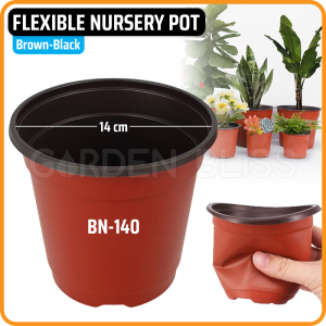 5 Pcs - Flexible Brown-Black Nursery Pot BN140 | Pot Pembibitan Tanaman Elastis Coklat-Hitam No.140