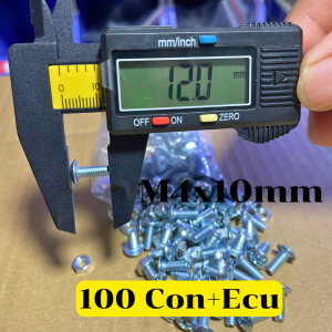 [100 Con] Ốc vít máy M4 đầu Dù dài 10mm 15mm 20mm 30mm – ren mịn kèm ecu
