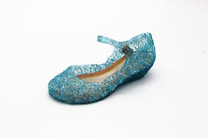 [Free Shipping] Frozen Girls Sandals Jelly Crystal Shoes Childrens Wedge Princess Shoes