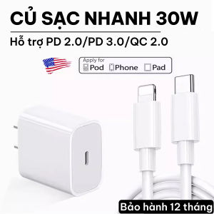 Củ Sạc Nhanh PD 30W Cho iPhone & Android Đầu Ra TYPE-C Thiết Kế Basic Tiêu chuẩn 3C Chống Cháy Nổ Sạc Nhanh Mát Máy