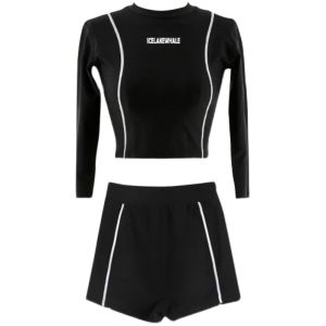WAVE swimming suit women 3 piece swimwear women swimsuit Solid Color Swimsuit Korean long sleeve 游泳衣 swimsuits for women black swimingsuit women泳衣ins风 baju renang perempuan 泳衣女装保守