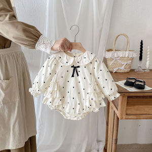 2025 Fall Princess Baby Romper Polka Dot Peter Pan Collar Infant Outfit A-Class Newborn Infant 100 Days Photo Clothes or 0-2Y2026