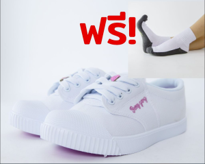 [ฟรีถุุงเท้าข้อสั้น]รองเท้าพละ Gerry Gang (PK888) พื้นม่วงสุดน่ารักถูกใจเด็กหญิง แถม 1 คู่ขาวพื้นเทา