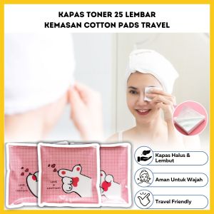 Kapas Toner Tipis Pembersih Make Up (Isi 25 Lembar) Facial Cleansing Cotton Pengangkat Kotoran Bedak Eyeshadow Eyeliner Lipstik Mascara / Tissue Makeup Skincare Halus Lembut Serap Air Kemasan Motif Karakter Lucu / Kapas Kecantikan Untuk Traveling -GP Mall