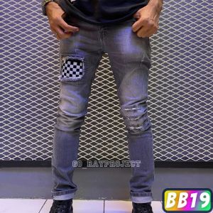 Celana Pria Street Style 2 // Black Baron Ripped Jeans // Celana Jeans Sobek Korean Style // Celana Jeans Panjang Sobek Pria