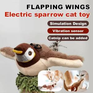 🐾 Plush Cat Toy / Fuzzy Cat Toy / Electric Simulated Sparrow Cat Toy / Wobbling Bird / Cat Teaser Plush / Realistic Shape / Safe Material / Electric Realistic Appearance / Satisfy Cat Needs