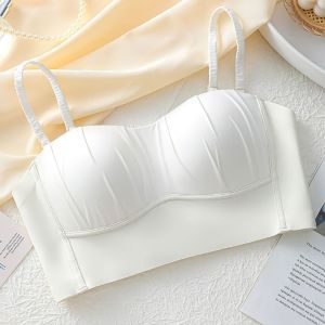 French Pleated Bra Detachable Ringless Thin Bra Without Underwire Seamless Underwear for Women Bras Lingerie