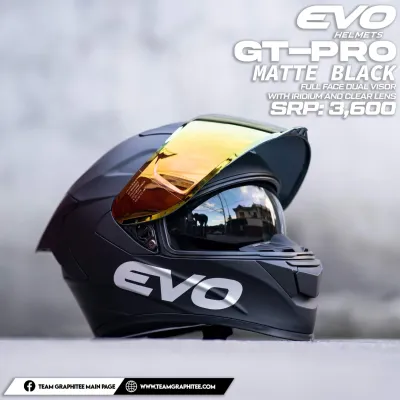 EVO GT PRO MATTE BLACK (NON REVO RED LENS) FULL FACE DUAL VISOR WITH FREE CLEAR LENS