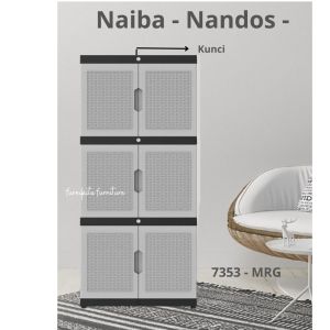 LEMARI PAKAIAN PLASTIK SERBAGUNA MODERN SUSUN 4 KUNCI NAIBA 7354 [NAIBOX]