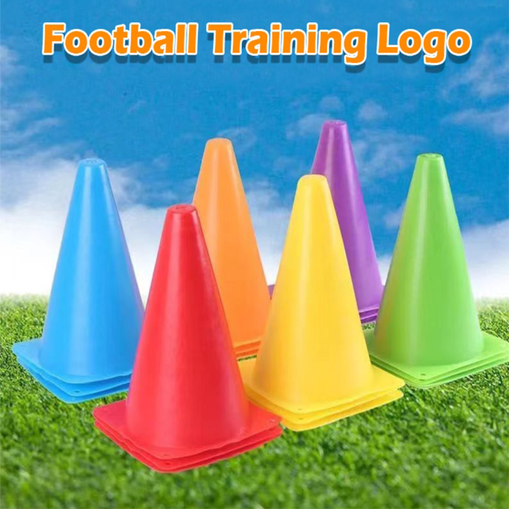 5 PCS 18 CM Football Training Cones Plastic Traffic Cone Obstacle Race ...