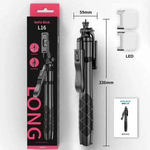 LONG SELFIE STICK TRIPOD L16 ขาตั้งกล้องเซลฟี่ไร้สาย พับได้ ใช้งานได้หลากหลาย ใช้กับกล้องโกโปรได้ ขนาดกะทัดรัด พกพาง่าย