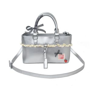 DJAQWA Casual Woman Shoulder Bag Soft Sweet Handbag Fashion Bow Bandage Crossbody Bucket Bag Girls