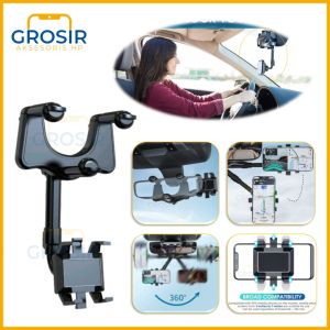 Car Phone Holder Mobil HD59 HD-59 stand handphone fleksibel penjepit gantung kaca tengah rearview mirror dudukan hp standing hape