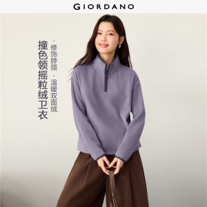 Giordano Beau Monde Women Polar fleece half zip stand collar sweatshirt Free Shipping 13326653