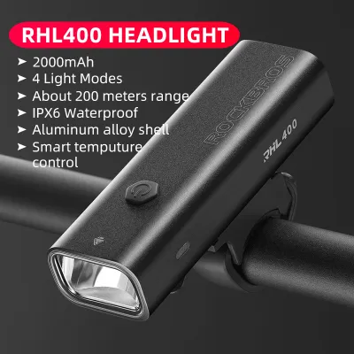 【SG Delivery】ROCKBROS 400LM/600LM/800LM Bike Headlight Rainproof Type-C Charge MTB Bicycle Front Lamp Cycling Ultralight Flashlight Outdoor Night-riding Equipment