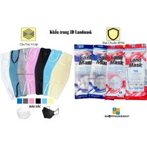 Khẩu Trang 3D Kháng Khuẩn KF94 LandMask Set 1 Bịch 6 Cái Có 3 Màu Hàng Công Ty