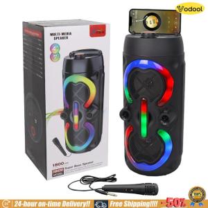 [VOS] Portable Subwoofer Music Player with Mic & Radio Audio Loud Speaker 1200mAh Party Stereo Speaker for Home Gathering Party