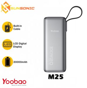 Yoobao M25 20000mAh Super Speedy Built-in Type-C Cable Portable Power Bank with Screen Display