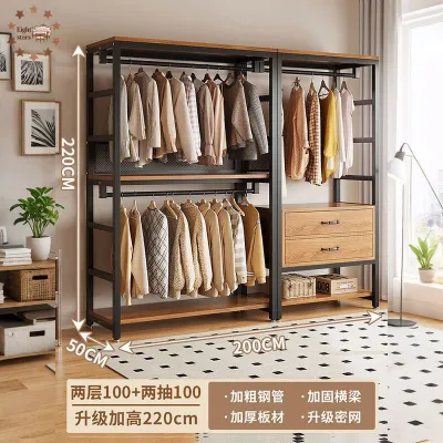 【SG⚡】Open Wardrobe Home Walk-in Closet Floor-Standing Clothes Rack Metal Dust-Proof Coat Rack