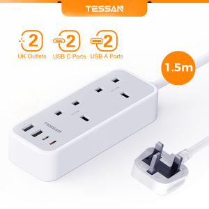 TESSAN Extension Cord Multi Plug 20W Fast Charging Adapter with USB C Type C and EU Outlet Power Strip