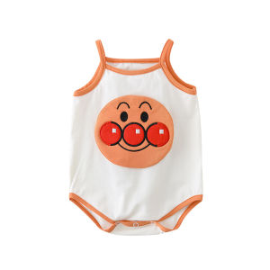 【SG stock】Baby bodysuit summer out clothes cute cartoon suspender bag fart clothes baby triangle crawling clothes