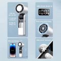 Quạt Sò Lạnh Mini Cầm Tay Tích Điện 100 Mức Gió, Pin 4000mAh, Có Sò Lạnh, Màn Hình Led, Gấp Xoay Tiện Lợi, Đèn Pin,Tặng Kèm Dây Đeo. 