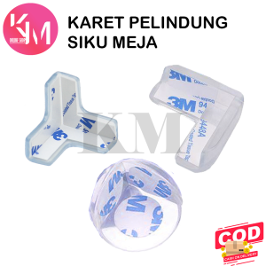 Pelindung Siku Meja Pengaman Sudut Sudut Meja Model Karet Pelindung Siku Meja Tempelan 3M isi 4 pcs